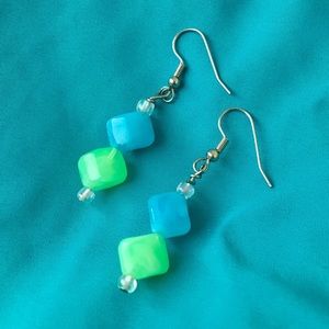 Blue/Green Dangling Earrings (1 in.)